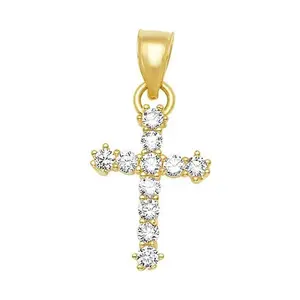 10K/14K Solid Gold Solitaire Charm with Gemstone - NEWC-024 ALL WHITE