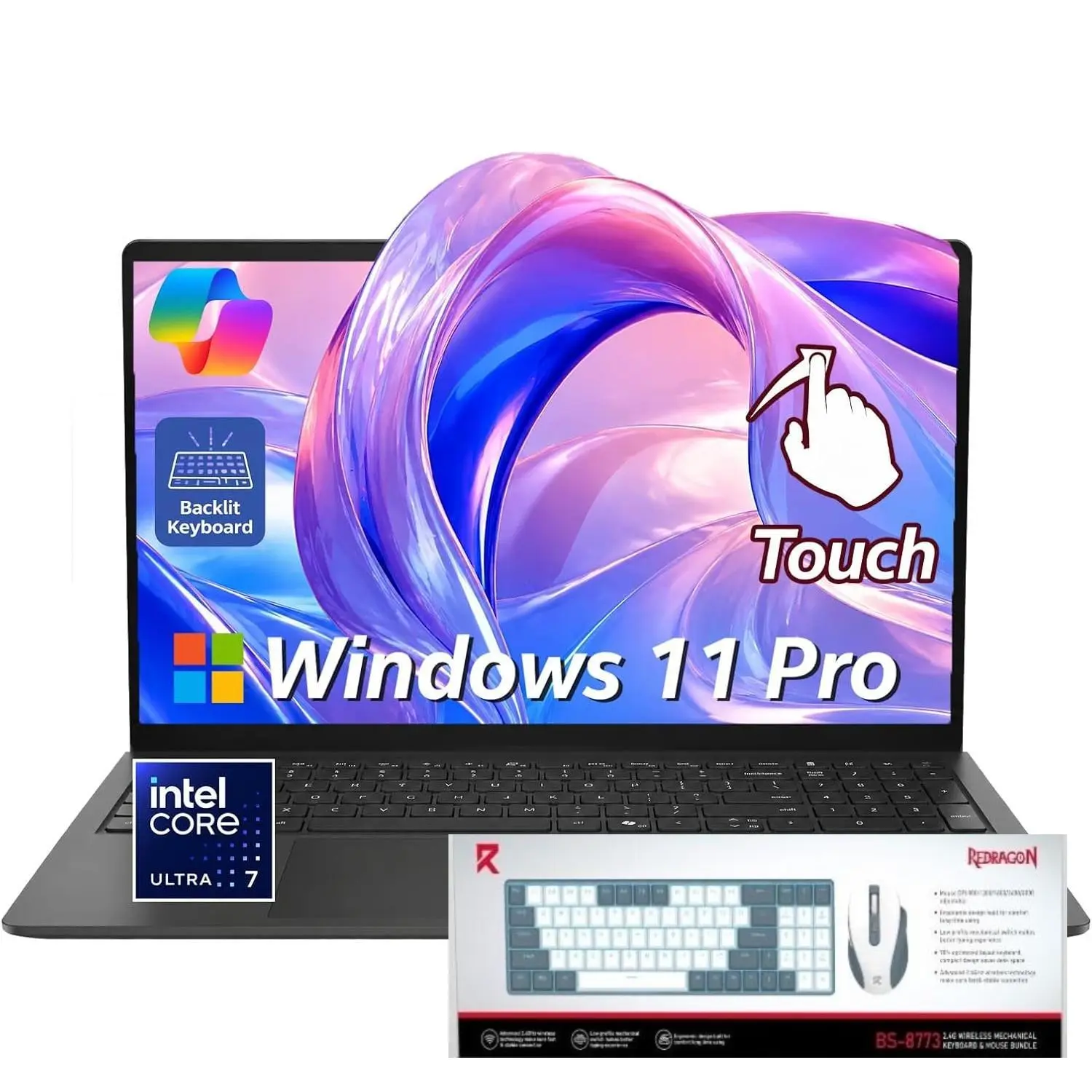 Dell 15 Laptop Touchscreen, Intel Ultra 7-255U(12-Core), 32GB DDR5 RAM 1TB | Ultra 7-255U (Beats Core 7-150U), FHD, Backlit Keyboard with AI Copilot Hotkey, Wi-Fi, Bluetooth, Win 11 Pro, Work & Study