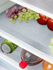 LMMAKE 4Pcs Fridge & Drawer Storage Mats Heat-Resistant EVA Plastic Washable Patterned Design Multi-Purpose for Cabinets Fridge & Kitchen Durable Plastic Mats with Feature Easy to Clean Protect Surfaces from Spills Stains & Scratches Coasters Blue