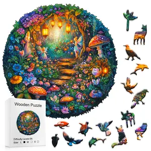 Fairy Forest Puzzle, Circular Wooden Puzzle, Whimsical Mushroom Puzzle, Enchanted Garden Puzzle, TikTok Trendy Puzzle, Wood Jigsaw Puzzle, Fairy Tale Lover Gift, Unique Puzzle Find. Toddler Alphabet