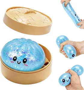 KIDGENIUS Real Dumpling Squishy Kawaii Glitter Bao Bun Squeeze Toy Perfect Gift Idea Stress Relief for All Ages