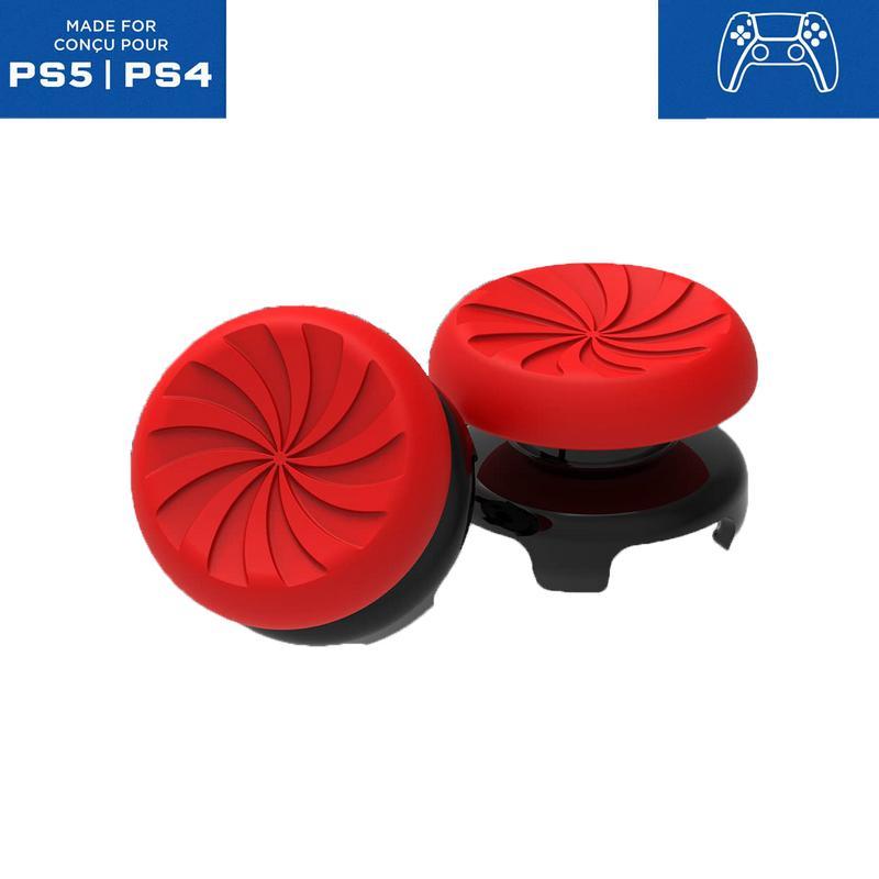 Silicone Gaming Joystick Grips Kit for PS4 & PS5 - Gaming Accessories, Anti-Slip Precision Rings, 1 High-Rise & 1 Mid-Rise Thumbsticks, PS5 Accessories, Stick Console Joysticks, Comfortable Controller Add-Ons (Red)