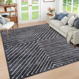 GARVEE - Geometric 5 x 7 inch rug, machine washable, living room rug, non-slip, stain resistant, great dining room, ultra soft and contemporary for decoration