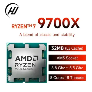 AMD Ryzen 7 9700X 3.8GHz 8-Core 16-Thread Processor, Ddr5 Am5 Interface, 32mb L3 Cache, 4nm Process, 65w, Gaming Cpu Without Fan