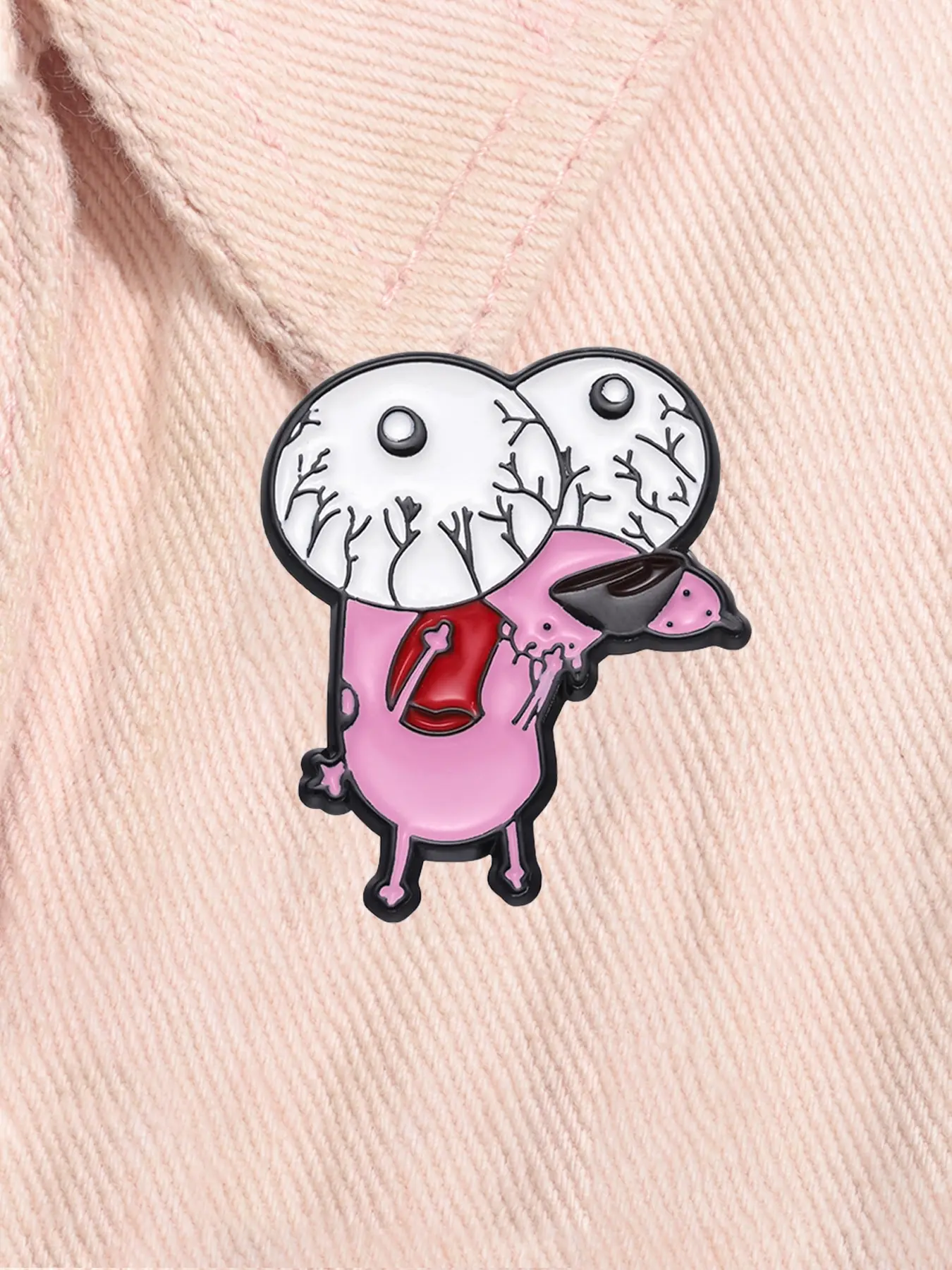 COURAGE The Cowardly Dog Cartoon Animation Enamel Pin Cute Pink Big Eye Dog Anime Characters Alloy Brooch Lapel Backpack Badge Fashion Jewelry Accessories Gift for Friends Enamel Lapel Pins