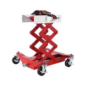 Transmission Jack 450 LBS Capacity: Low Profile Lift with 2M Safety Straps & 4 Brake Wheels, 7-23 Inch Range for Car & Truck Repair (Red)