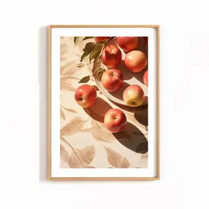 Apple Still Life Print – Kitchen Wall Art, Fresh Fruit Decor, Unframed, 5 size, 8x12 to 27x40 inch