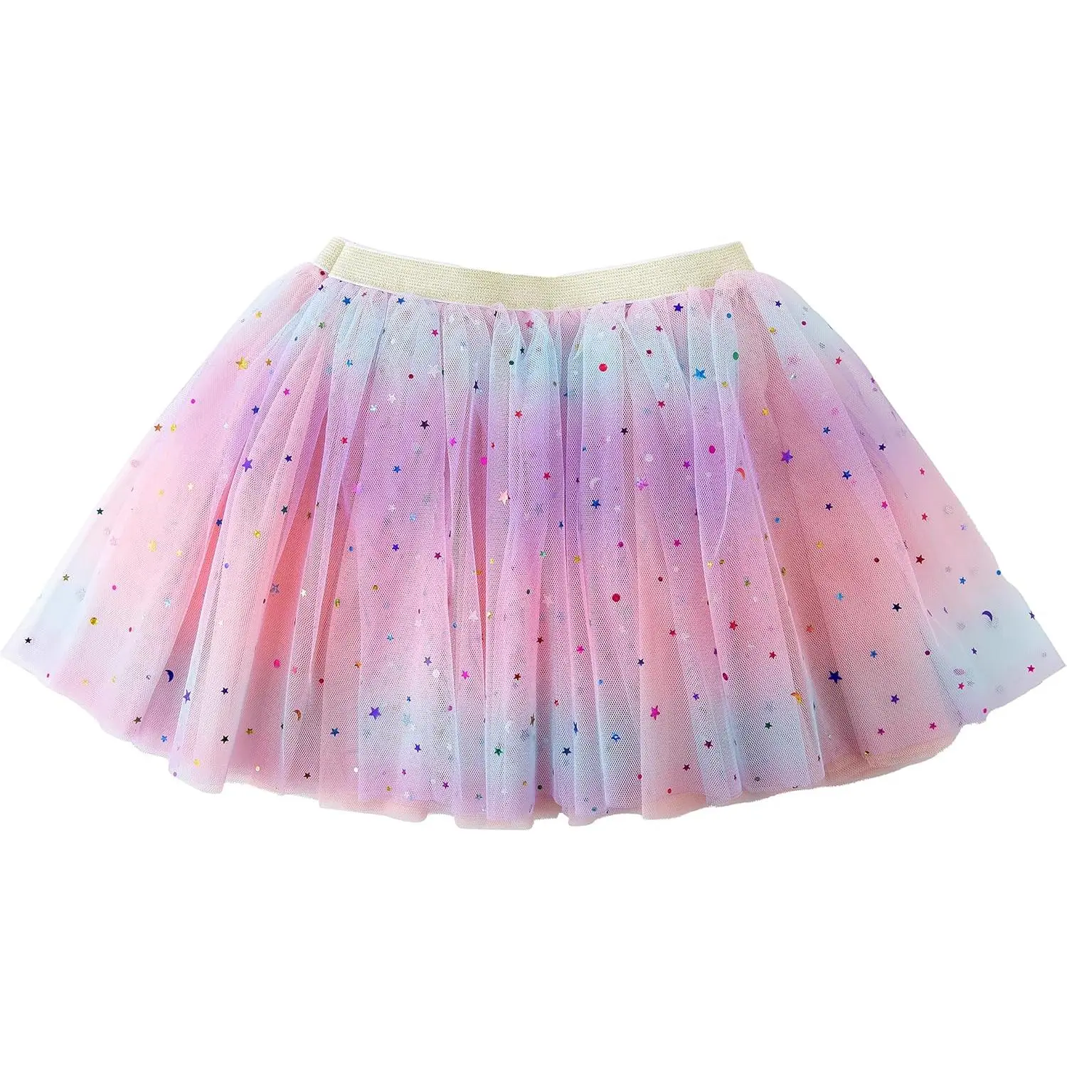 KF5-CPA04 Girls' A-Line Mini Tutu Skirt - Layered Rainbow Ruffle Tiered Dance Clubwear, Mini Skirt, A-Line Fit