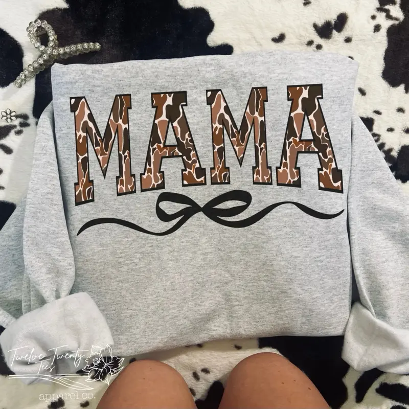 Old school camo Bow Mama Sweatshirt, mama shirt