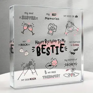 Acrylic Square Plaque, Acrylic Photo Plaque, Best Friend Birthday Gift, Friendship Gifts for Women, Birthday Gifts for BFF Soul Sister Work Bestie Female, Home Decor, Signs