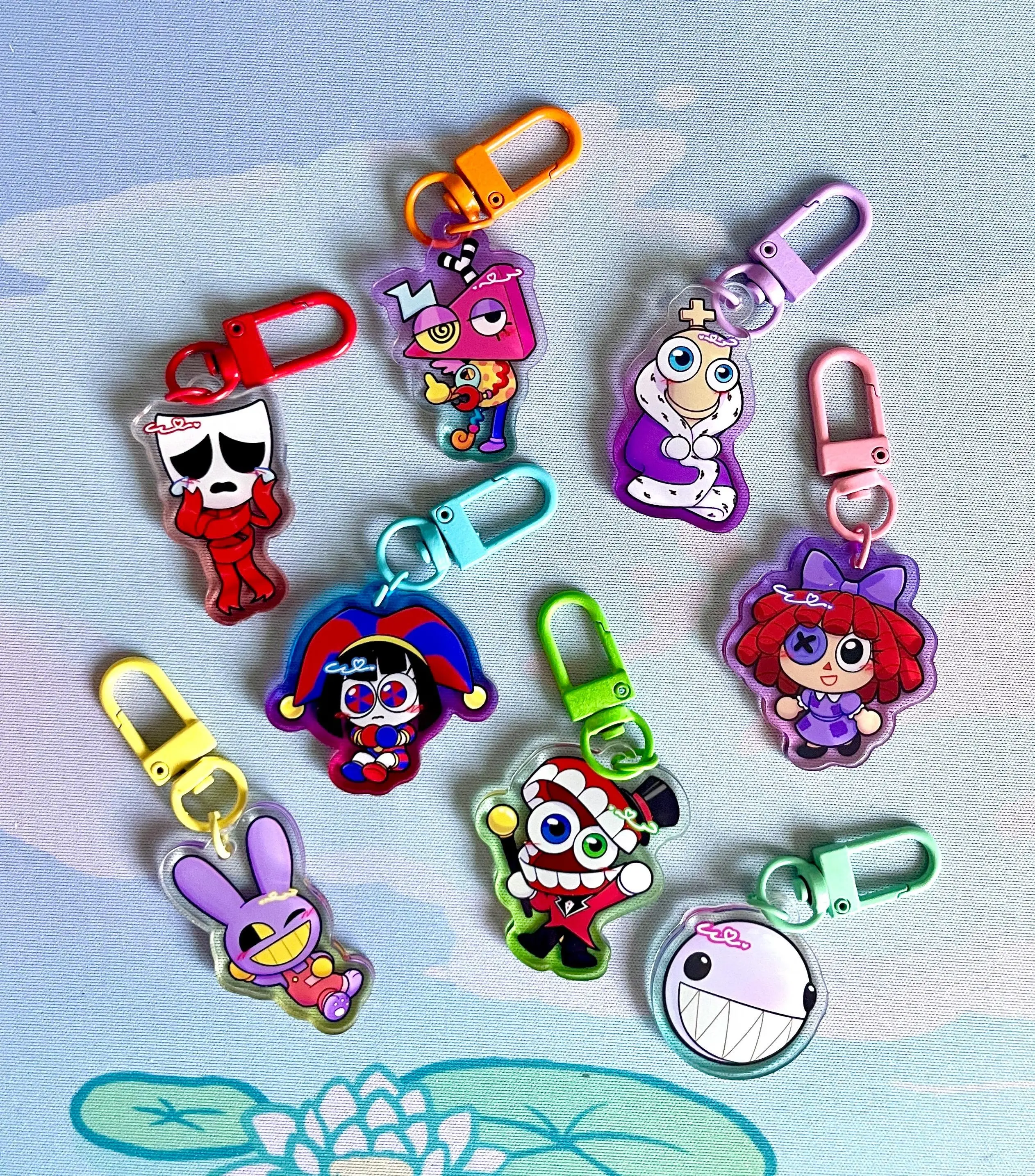 TADC Keychain, The Amazing Digital Circus Keychains, Gangle, Zooble, Kinger, Pomni, Ragatha, Cain, Jax, Bubble TADC Double Sided Acrylic Charm
