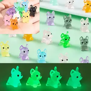 100pcs Glow-In-The-Dark Resin Dog Figurines, Cute French Bulldog Miniature, Mixed Colors, Garden Micro Landscape Decor, Desktop Ornament, Decorative Figurines, Garden Decorations, Home Decor Ornaments