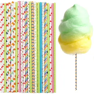 50Pcs 13.78 Inch Random Color Cotton Candy Sticks Cones Paper Straws for Birthdays Weddings Holiday Parties Candy Making