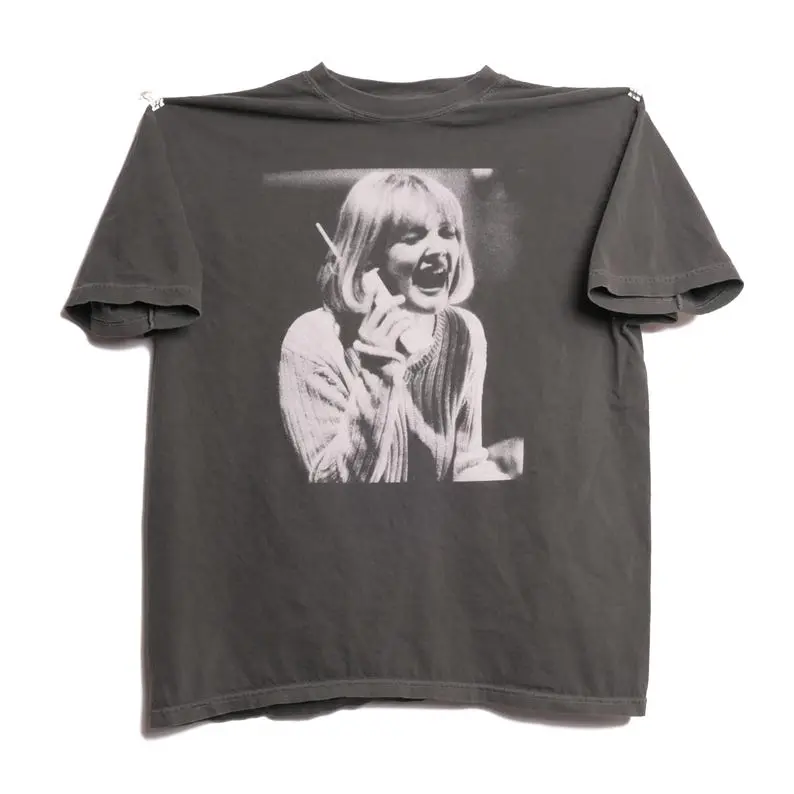 Scream Wes Craven Drew Barrymore Phone Call Tee Shirt Ghostface Killer 1996 Scary Movie 1990s Cinema Halloween Film Faded Boxy Tee Shirt Cotton Menswear