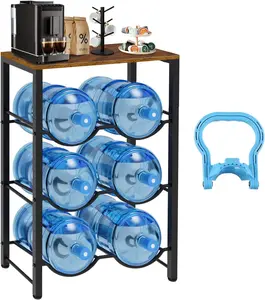 5 Gallon Water Bottle Holder for 6 Bottles, 3 Tiers Heavy-Duty Water Cooler Jug Rack with Reinforcement Frame for Home, Office, Restaurant