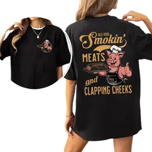 Smokin' Meats And Clapping T-Shirt, Logo Graphic Mens and Womens Short Sleeve T-Shirt, Gift For Him