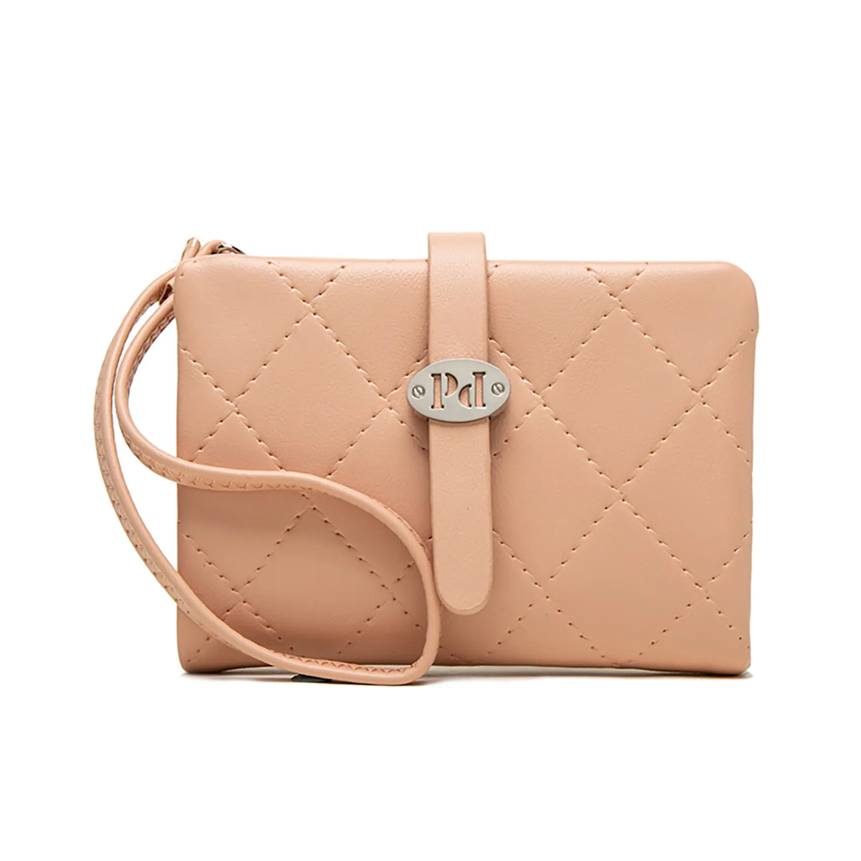 Women's Quilted Blush Pink Wristlet Wallet - Preppy Small Cute Card Holder with Zipper Coin Purse, Card Handling Wallet, Christmas Gift for Girls, Card Handling Women's Wallets