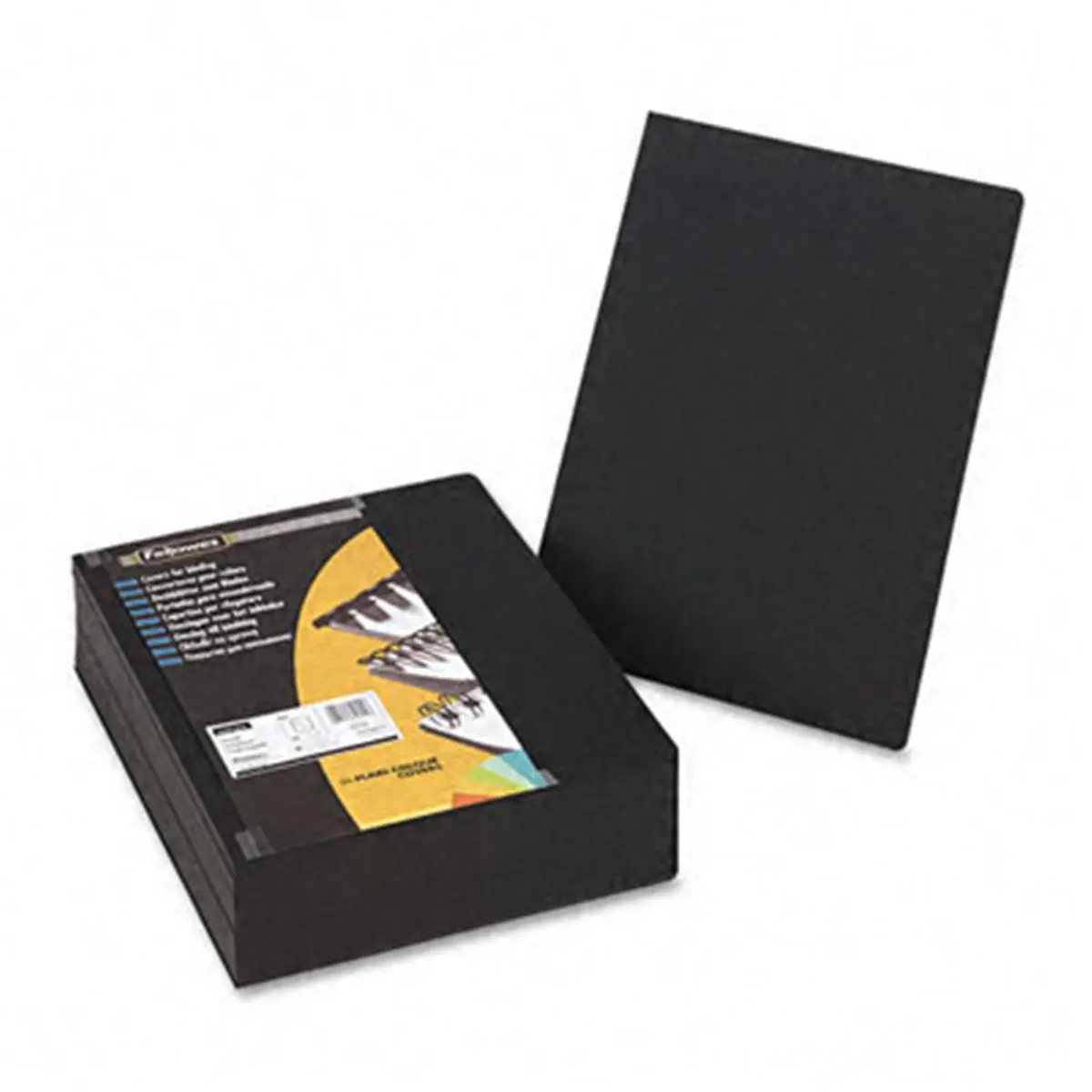 Fellowes 52115 Premium Grade Linen Texture Binding System Covers for Document Use, 8 3/4x11 1/4 in, Rounded Corners, Black, 200 per Pack