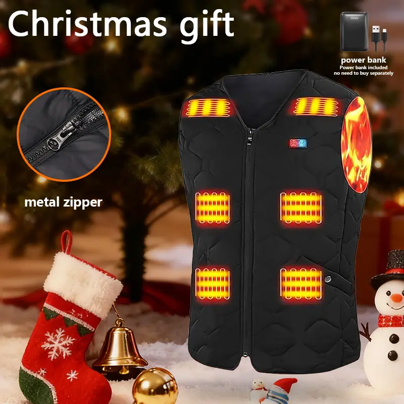 Valentine's Day gift, FathersDayGift,Christmas gift  Rrtizan Heated Vest for Men & Women, Lightweight with Battery Pack, Heated Jacket with 3 Settings & 12 Zones, Ideal for Winter Outdoor Hunting & Skiing, 0086-Black