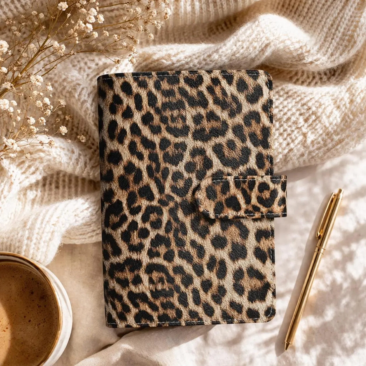 Neutral Aesthetic Animal Print A6 Croc Stationery Organizer Cover - 6-Ring Binder, Reusable, Refillable, with Multiple Storage Pockets (Animal Print Personal Organisers Category), Planning, Budgeting
