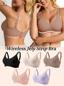 5 pieces of high-quality women's daily underwear, comfortable, breathable, and skin-friendly, sexy and elegant luxury, wireless adjustable bras with hook-and-eye closure, supportive push-up style with an athletic back, seamless jelly Breathable Fit Bra