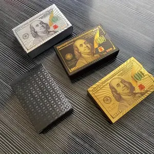 Dazzling Gold Foil Playing Cards - 10 Colorful Dollar Design, Waterproof Plastic, Perfect for Exciting Poker Games, Lively Pranks & Holiday Gifts metal playing cards Gaming Decks Durable