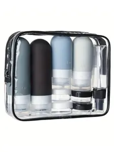 LMMAKE 17Pack Travel Essential Silicone Toiletry Bottles Leak-Proof Compact Lightweight with Squeeze-Controlled Output Prevents Spills Keeps Luggage Clean Durable Safe Material for Trips Gym or On-the-Go