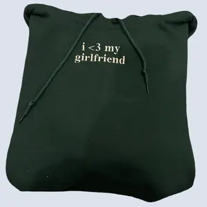 I Love My Girlfriend Customizable Embroidered Sweatshirt / Hoodie Sweaters Tops Pullover Anniversary Valentine Cotton Gifts for Him / I Heart My Girlfriend/ Love Gift Streetwear Menswear