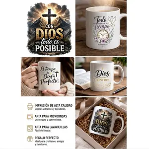 Colección de Tazas Cristianas con Mensajes de Fe | Diseños Elegantes con Frases Inspiradoras | Regalo Espiritual