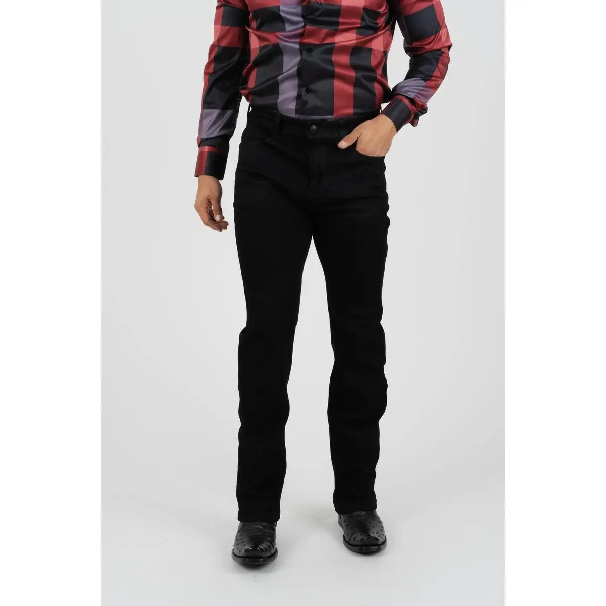 Platini Jet Black Western Stretch Premium Demin Jeans-BCJ7843