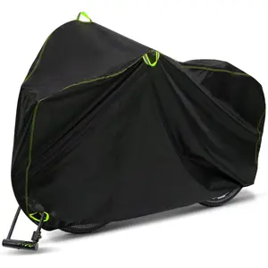 Bike Cover Waterproof Outdoor Storage for 1/2/3 Bikes, Bicycle Cover Rain Sun UV Dust Wind Proof with Storage Bag for Mountain Road Bike/Ebike (210D Black+Green, XL Size for 1 bike)