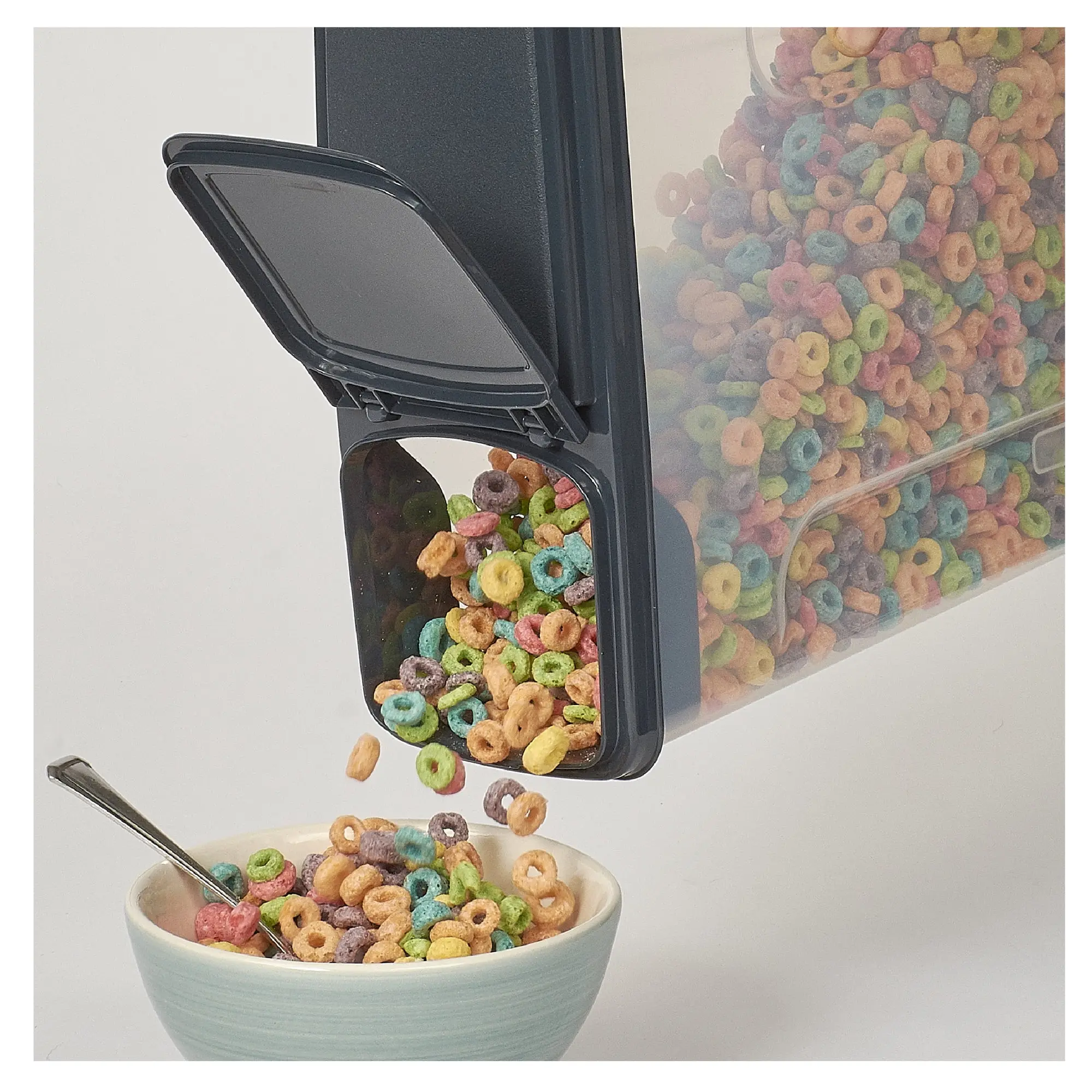 2 Pack Cereal Storage Containers, 24 Cup Each - Airtight Dry Food Dispensers for Pantry Organization - Flip Top Lid, BPA Free - Clear with Dark Gray Lid