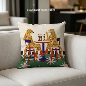 Cool Leopard Bar Scene Pillow Cover 45x45, Vintage Fun Double-Sided Print, Soft Comfortable, Suitable for Sofa Living Room Bedroom