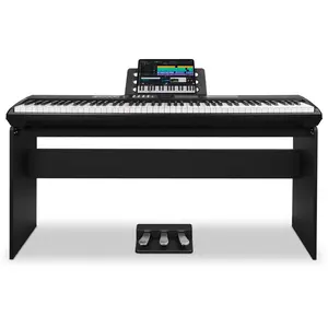 STRICH 88 Keys Weighted Keyboard with Stand & Sustain Pedal, Hammer-Action Digital Piano, 2x15W Built-In Speakers, Full-size Electric Piano Keyboard Supports USB-MIDI/Wireless Connect, SDP-120S