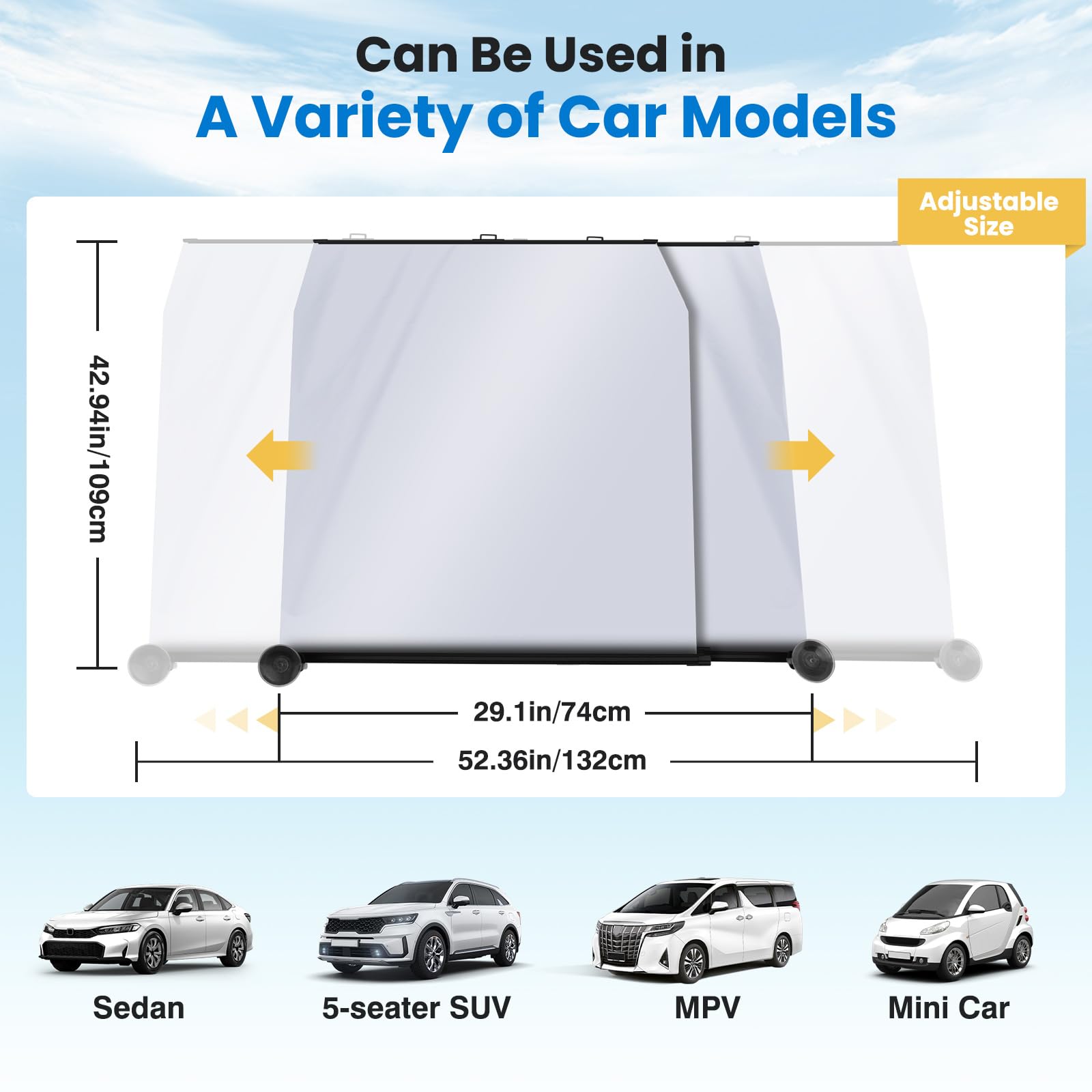EURVET 2026 Car Windshield Sun Shade - Adjustable Auto Retractable UV & Heat Protection Easy to Use Universal Fit for Car Camping Outdoor Daily Parking Cool Reflective Sun Blocker windshieldcover