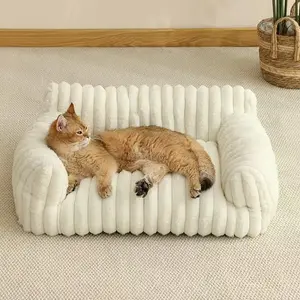 Cute Cat Couch for Pets - Fluffy Dog Bed Small Medium Size Dog with Premium Soft Corduroy Fleece, Pet Sofa with Removable Washable Cover, Supportive Couch Bed for Small Dogs tiktokshopspringglowup