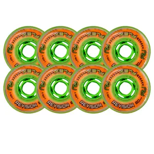 Revision Roller Hockey Wheels Indoor 80mm Flex X-Soft Orange 8-Pack