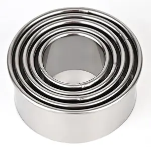 5-Piece Round Cookie Cutters Set (1.37"-2.55"), Stainless Steel Doughnuts Circle Cutters for Baking, Pastry & Vegetable Garnishes