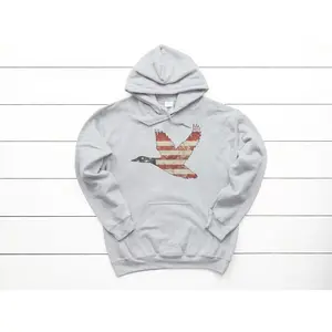 Waterfowl Hoodie, Duck Hunting Hoodie, American Duck, Patriotic Hoodie, Hunting Apparel, Waterfowl Hunting, Kid & Adult Sizes, Sublimated Best Price