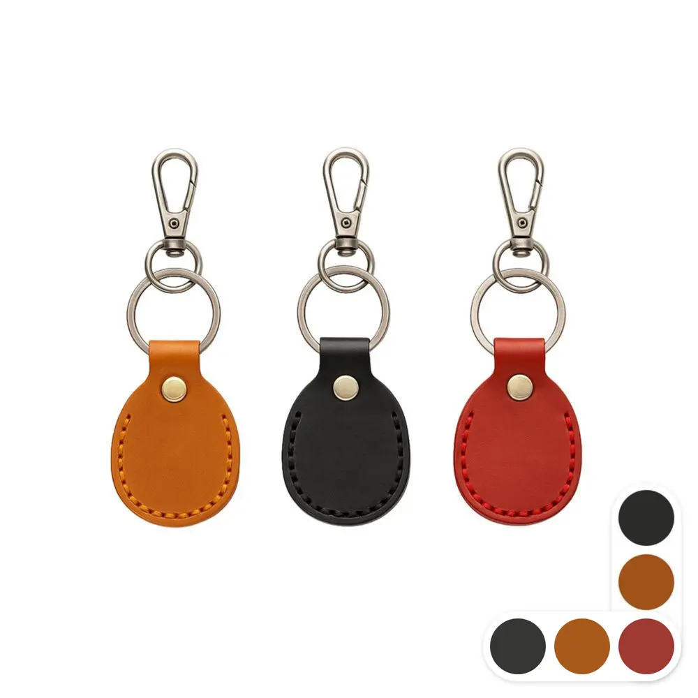 Personalized Leather AirTag Holder Engraved Keychain Case