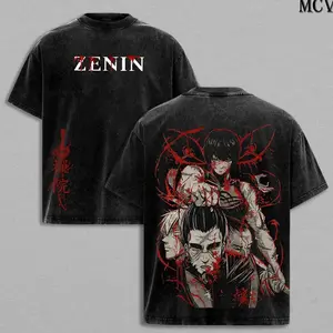 Maki Zenin Jujutsu Kaisen Culling Game Arc Heavenly Restriction Anime Manga Graphic Double Printed Acid Washed T-Shirt, Menswear Heavy Cotton JJK Tee Unisex Oversize Streetwear Vintage XFX