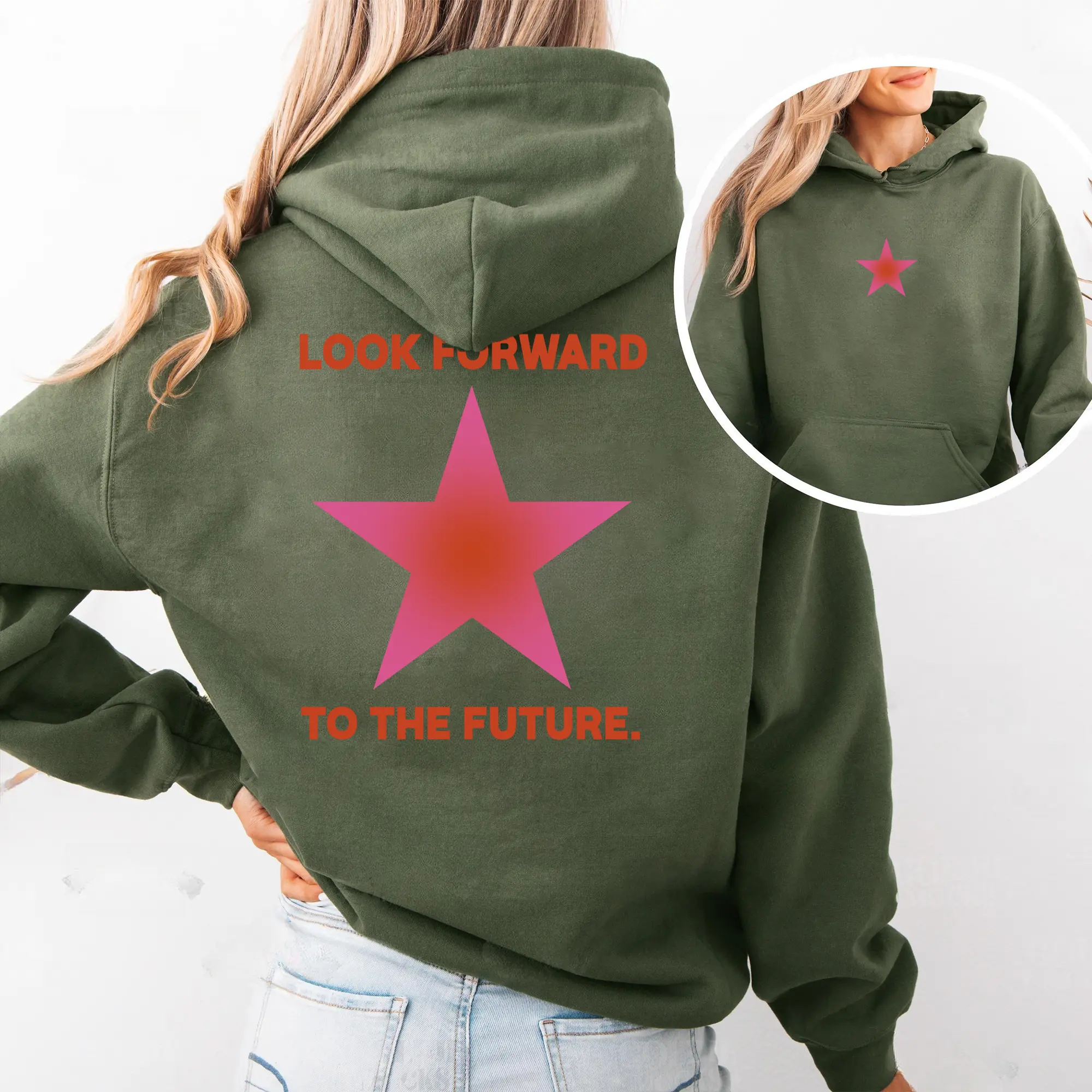 Look Forward To The Future Hoodie, Inspirational Star Graphic Design, Motivational Quote, Streetwear For Men, Cozy & Comfortable