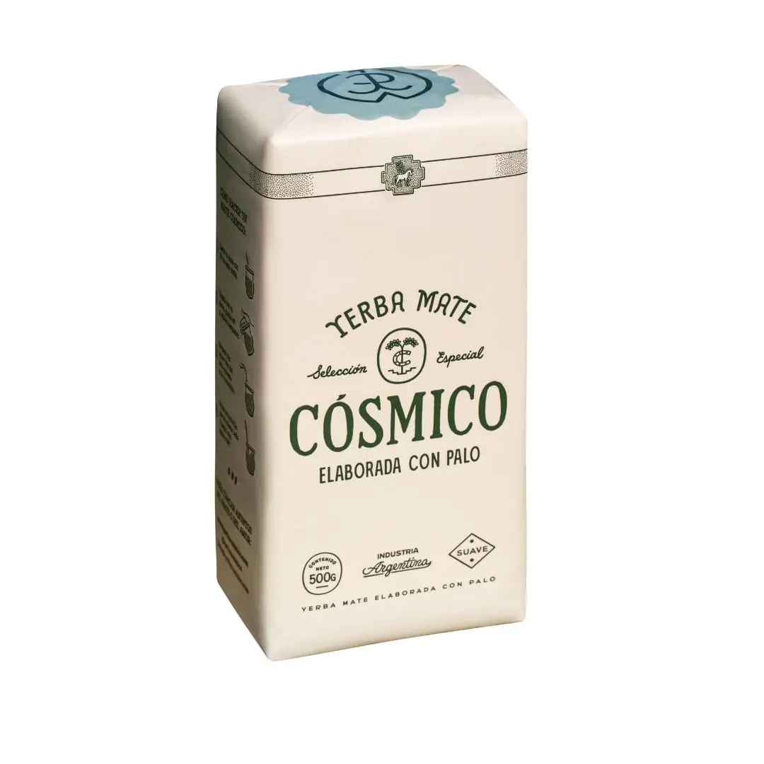 Yerba Mate COSMICO, Premium Loose Leaf Argentine Tea, 1.1 lb (500g), Gluten-Free, Large Leaf Low Dust Brew, Clean Energy