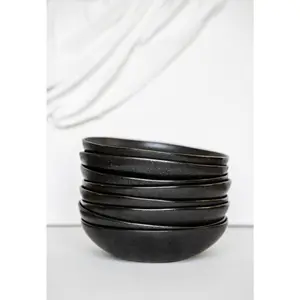 GS - Black Stoneware Pasta Bowl