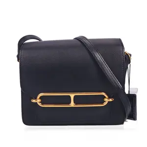 Pre-owned HERMÈS Calfskin Shoulder Bags Hermes Roulis Black Crossbody Bag 19493420 C