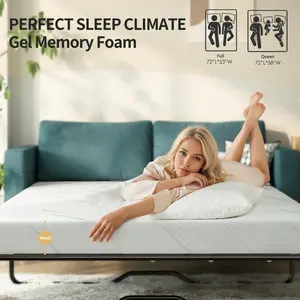 DlandHome Full/Queen/4-inch gel memory foam sofa bed mattress | NASA-Inspired Back Pain Relief | Medium-Firm Support | 90-Night Risk-Free Trial Perfect Sleep Climate