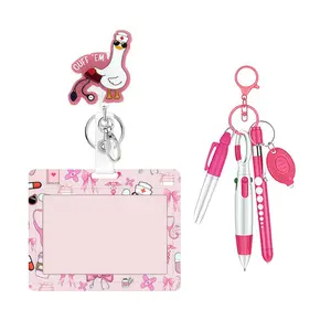 Fun Goose Nurse Badge Scroll Chest Card Set, 360 Degree Rotating Badge Holder Keychain, Horizontal Card Case, Office Use, Gift for Colleagues, Keychain Badge Reel