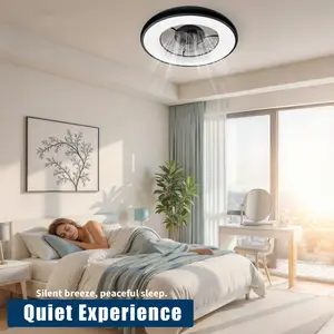 Modern Circular Ring Ceiling Fan with LED Light, 3-Color Dimmable Quiet Fan for Living Room & Office, Energy Saving Acrylic Light Fixture with Remote, Sleek Low Profile Design, High Airflow Silent Motor, Modern Home Lighting Decor