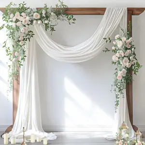 Socomi Wedding Arch Draping Fabric 1 Panel 29" x 19Ft Ivory Sheer Chiffon Curtain Drapes 6 Yards for Wedding Ceremony Birthday Party Decoration1