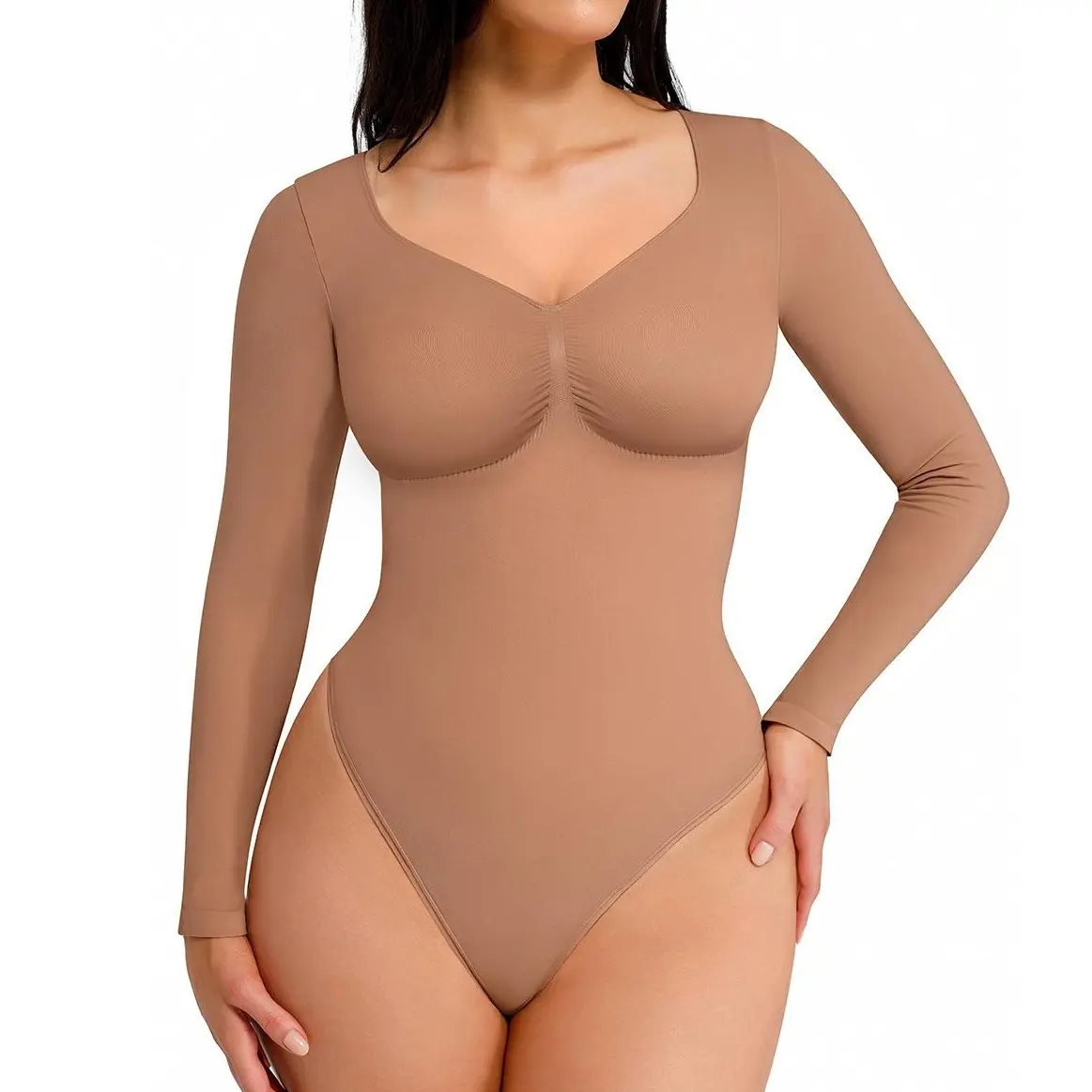 FeelinGirl Women's Seamless  Long Sleeve Thong Bodysuit for Tops and Comfortable for  Lady  Soft   Womenswear  live stream dealsforyoudays